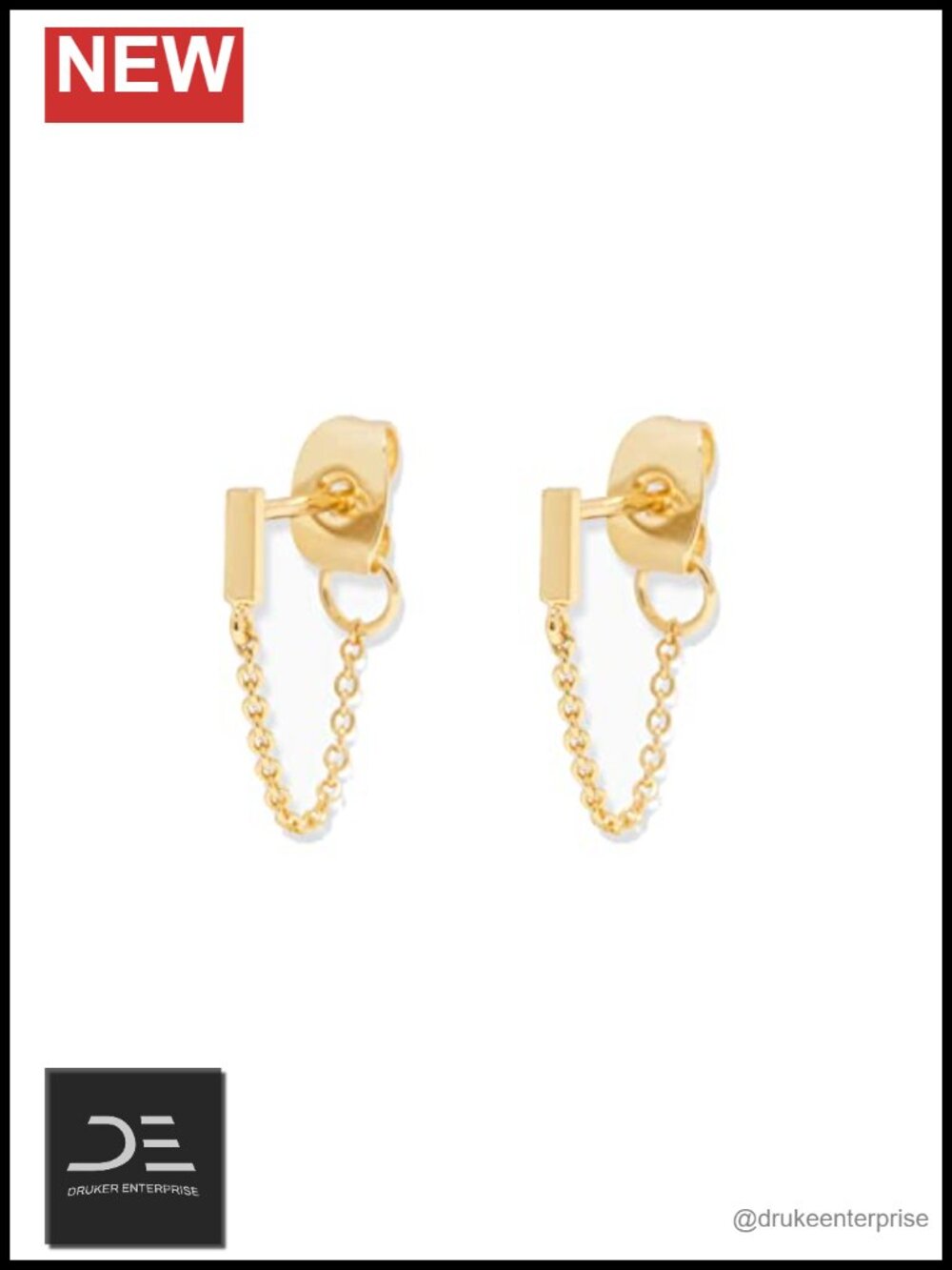 18K Gold Plated Tatum Chain Huggies Earrings Cable Chain Push Back